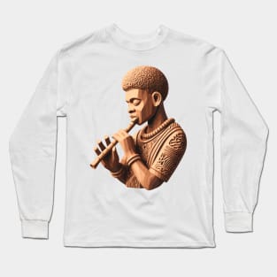 Afrocentric Man Wooden Carving Long Sleeve T-Shirt